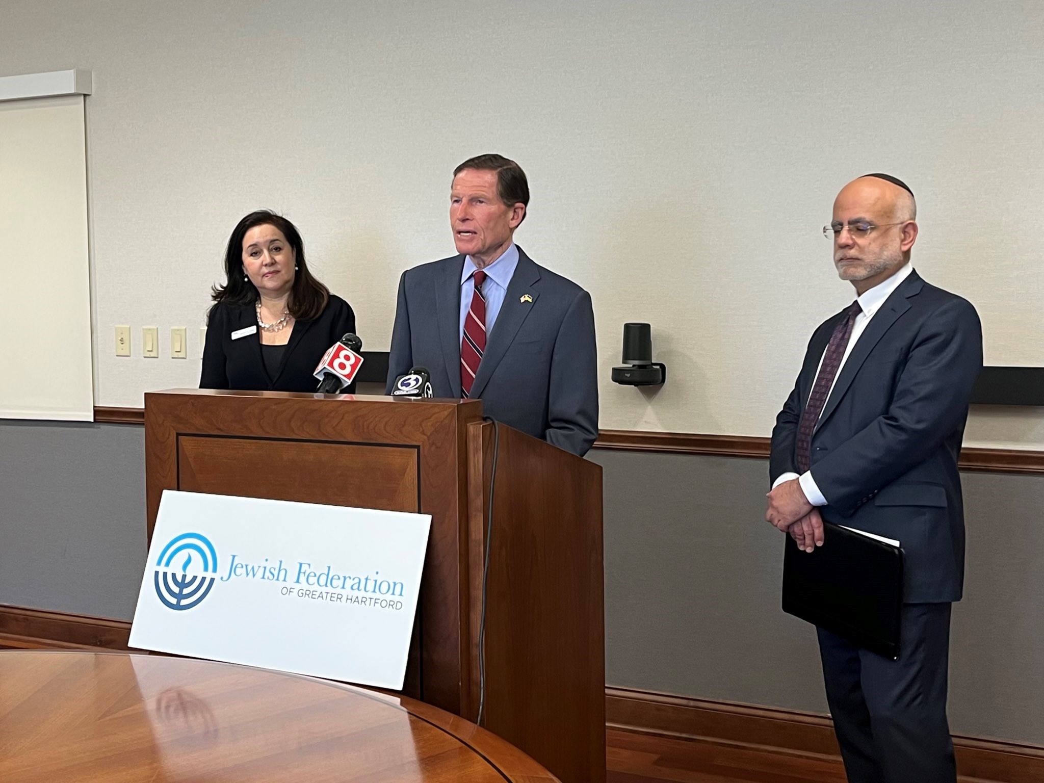 U.S. Senator Richard Blumenthal (D-CT) joined the Anti-Defamation League and Jewish Federation of Greater Hartford to stand up to hate after a report revealed an alarming 100 percent increase in antisemitic incidents in Connecticut. 